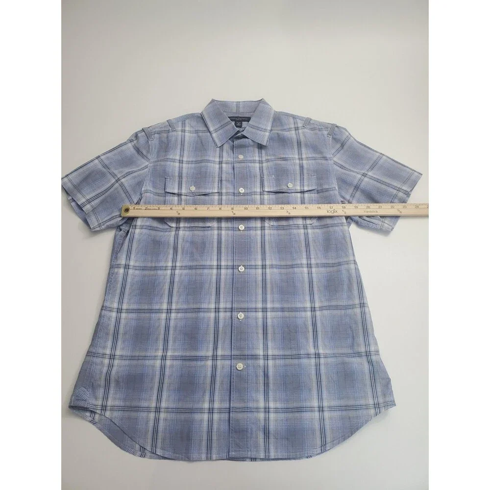 Banana Republic Men's Short Sleeve Button Slim Fit Shirt, 15-15.5 Medium